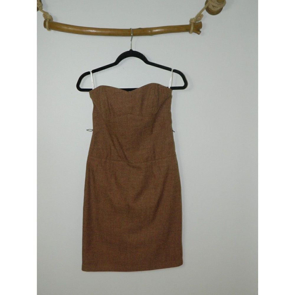 Molly‎ New York Dress Women's Size 2  Brown Tweed Herringbone Strapless